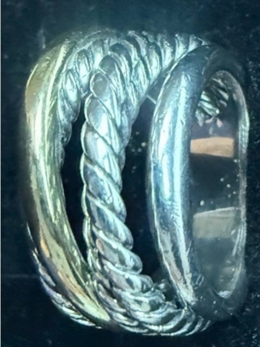 David Yurman Two-Tone Silver and Gold Multi-Band Cable Ring - Picture 8 of 16